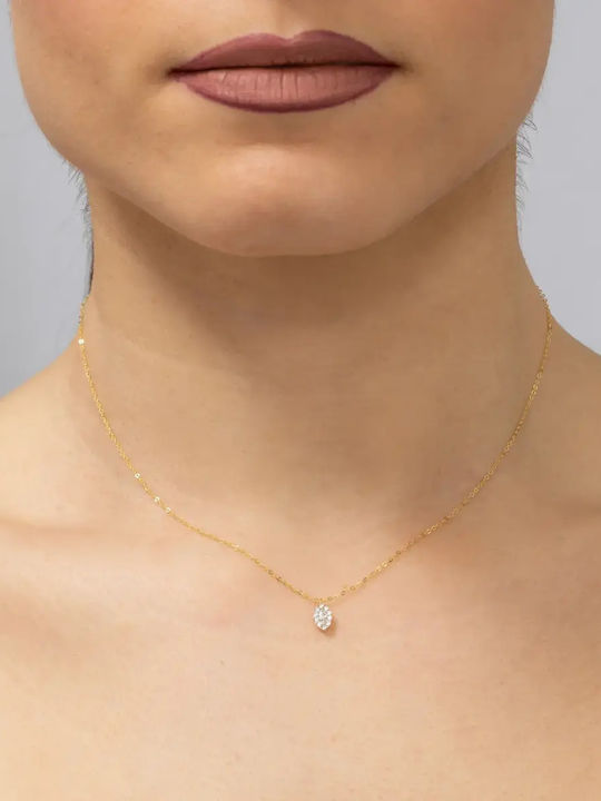 Gold 9 K Necklace with Zircon
