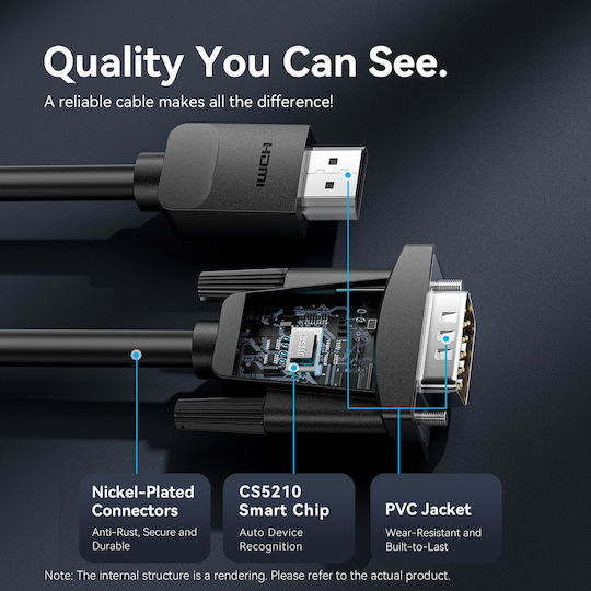Vention Hdmi-a Male To Vga Male Cable 3.0m Black Abmbi