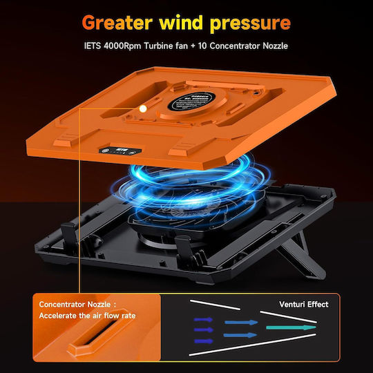 IETS Pad De Răcire Pentru Laptop Până La 17" Cu 1 Ventilator Și Iluminare Portocalie B0FMD784VH