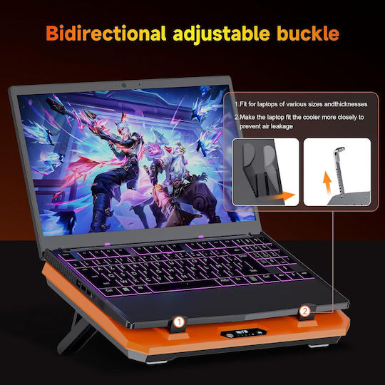 IETS Pad De Răcire Pentru Laptop Până La 17" Cu 1 Ventilator Și Iluminare Portocalie B0FMD784VH