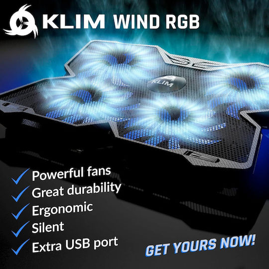 Klim Stand de Suport pentru Laptop până la 17.3" cu 4 Ventilatoare și Iluminare B09XVLPGZJ