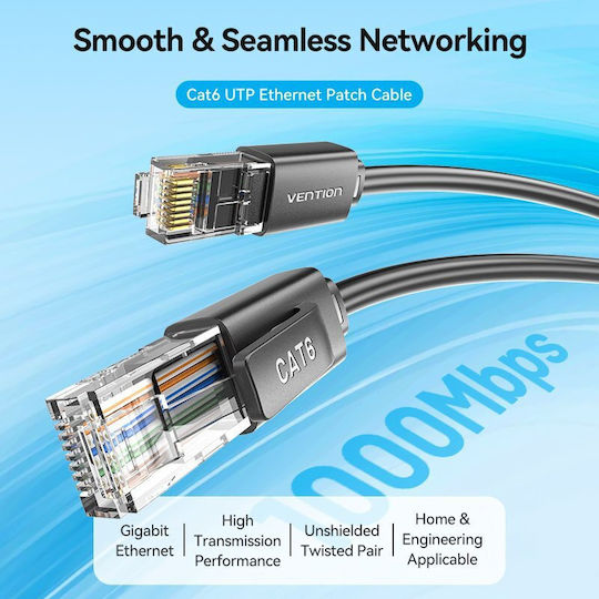 Vention Network Cable Cat6 Utp 20.0m Black Ibrbq