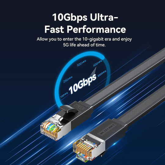 Vention Network Cable Cat7 Flat 15.0m Black Icgbn