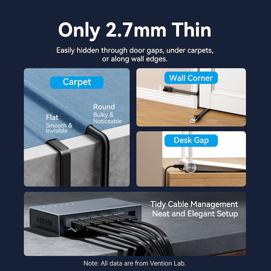 Vention Network Cable Cat7 Flat 2.0m Black Icgbh