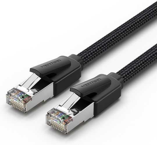 Vention Network Cable Cat8 Sftp Braided 1.0m Black-nickel Ikobf