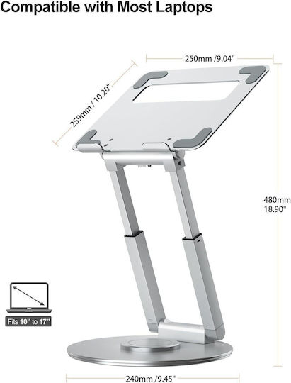 Tounee Stand de susținere pentru laptop până la 17" Argintiu B09Y8LN3GL