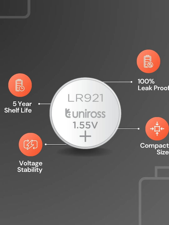 Uniross Baterie Alkaline-coin Lr921 Ag6 Lr69 Pachet 10 Bucăți