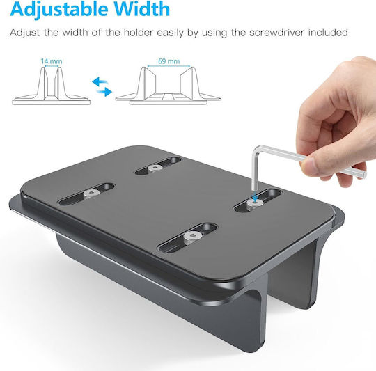 Omoton Vertical Laptop Stand έως 17.3" Γκρι