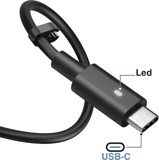 Avizar 65w USB-C Мрежово Зарядно Устройство Бързо Зареждане За Лаптоп 2.7m Кабел Черен