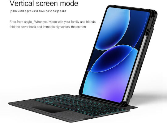 Leather Tablet Case Bluetooth Keyboard Touchpad Backlight Xiaomi Pad 8 Black