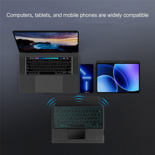 Leather Tablet Case Bluetooth Keyboard Touchpad Backlight Xiaomi Pad 8 Black