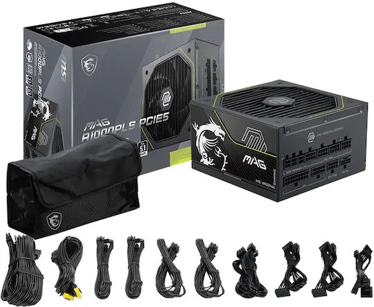 MSI MAG A1000PLS PCIE5 1000W Μαύρο Τροφοδοτικό Υπολογιστή Full Modular 80 Plus Platinum