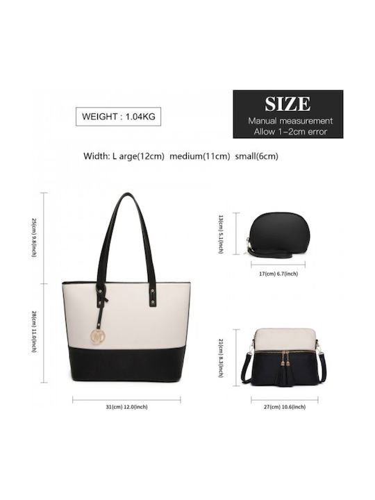 Set Leather Women's Tote Bag Black