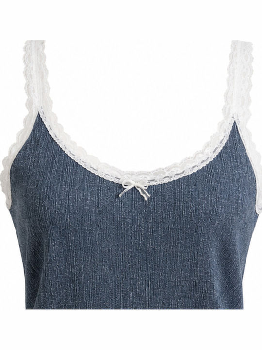 Women's T-Shirt with Spaghetti Strap Navy Blue