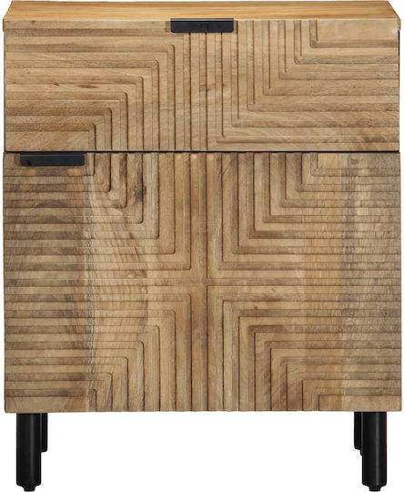 Нощно Шкафче Дървено с Метални Крака Кафяво 50x33x60см