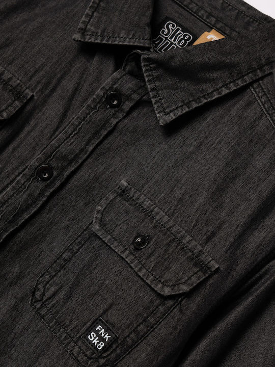 Kinderhemd Langärmelig Denim Schwarz