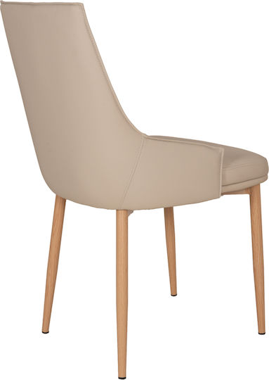 Nordik Dining Chairs with Leatherette Upholstery Cream 2pcs 47x50x86cm