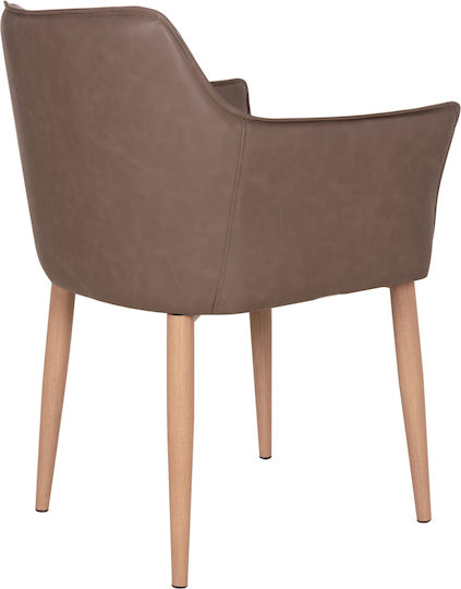 Mell Dining Armchairs with Faux Leather Upholstery Brown 2 pcs 56x54x76cm