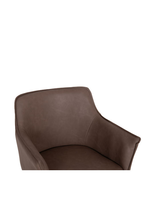 Mell Πολυθρόνες Τραπεζαρίας με Επένδυση Δερματίνης Καφέ 2τμχ 56x54x76εκ.