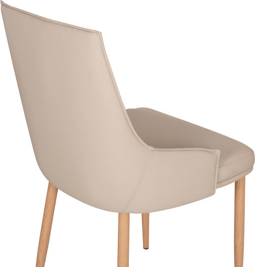Nordik Dining Chairs with Leatherette Upholstery Cream 2pcs 47x50x86cm