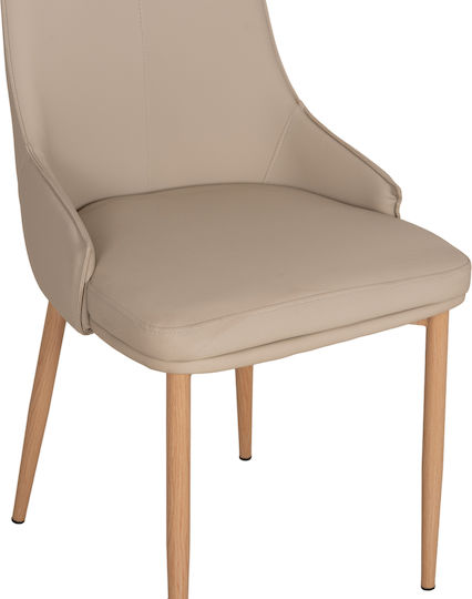 Nordik Dining Chairs with Leatherette Upholstery Cream 2pcs 47x50x86cm
