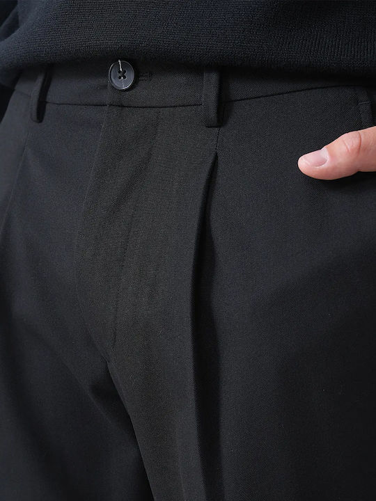 Men's Elastic Regular Fit Black Trousers