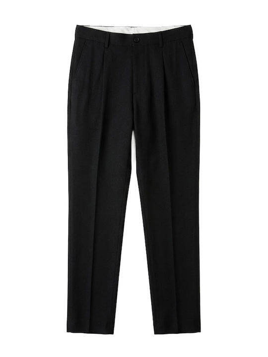 Men's Elastic Regular Fit Black Trousers