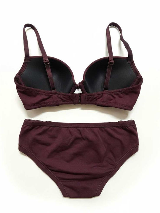 Jadea Lace Underwear Set Bra With Slip Burgundy