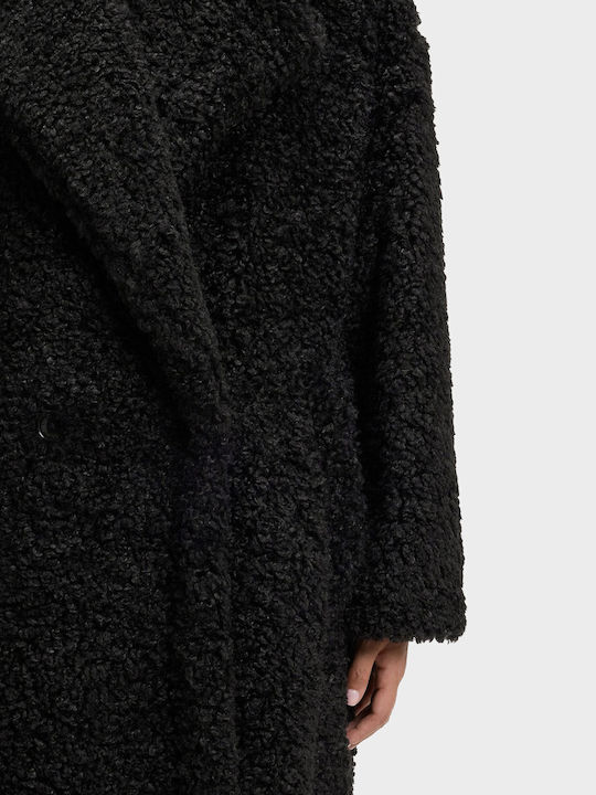 Teddy Women's Coat Black Oversized