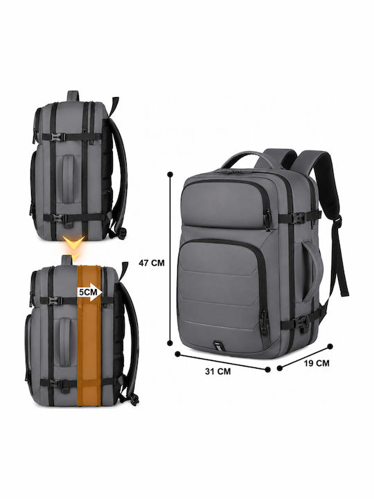 Rucsac de Călătorie pentru Laptop de 17 inci Spațiu Extensibil Impermeabil Ideal pentru Zboruri Compatibil cu Bagajul de Cabină Multifuncțional Rucsac Visionhub Port de Încărcare USB Buzunare Multiple Capacitate Mare 47x19x31 Cm Gri
