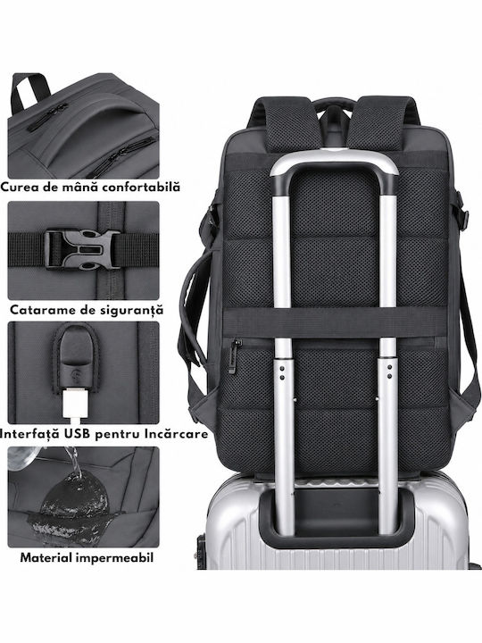 Rucsac de Călătorie pentru Laptop de 17 inci Spațiu Extensibil Impermeabil Ideal pentru Zboruri Compatibil cu Bagajul de Cabină Multifuncțional Rucsac Visionhub Port de Încărcare USB Buzunare Multiple Capacitate Mare 47x19x31 Cm Gri