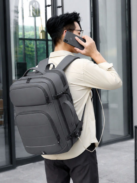 Rucsac de Călătorie pentru Laptop de 17 inci Spațiu Extensibil Impermeabil Ideal pentru Zboruri Compatibil cu Bagajul de Cabină Multifuncțional Rucsac Visionhub Port de Încărcare USB Buzunare Multiple Capacitate Mare 47x19x31 Cm Gri