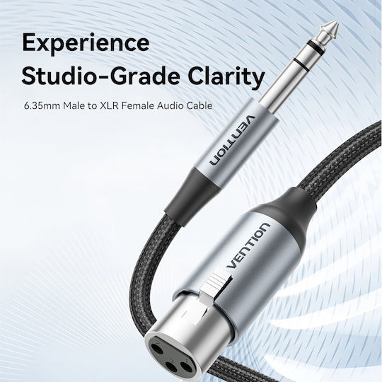 Vention Audio 6.3mm To Xlr M-f Cable Braided-metal 1.0m Bkghf