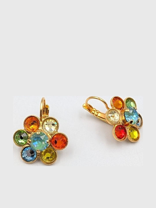 Swarovski Σκουλαρίκια Κρεμαστά Ροζέτα Επιχρυσωμένα