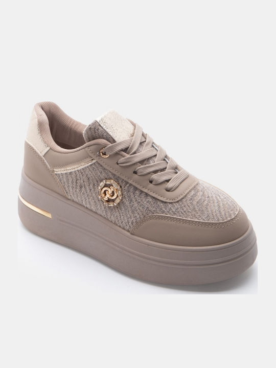 Women's Flatforms Sneakers Beige-Dark