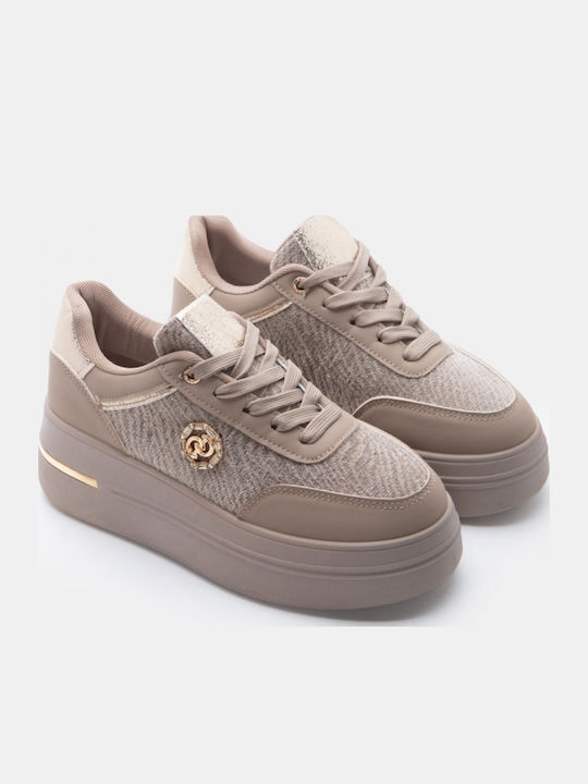 Women's Flatforms Sneakers Beige-Dark