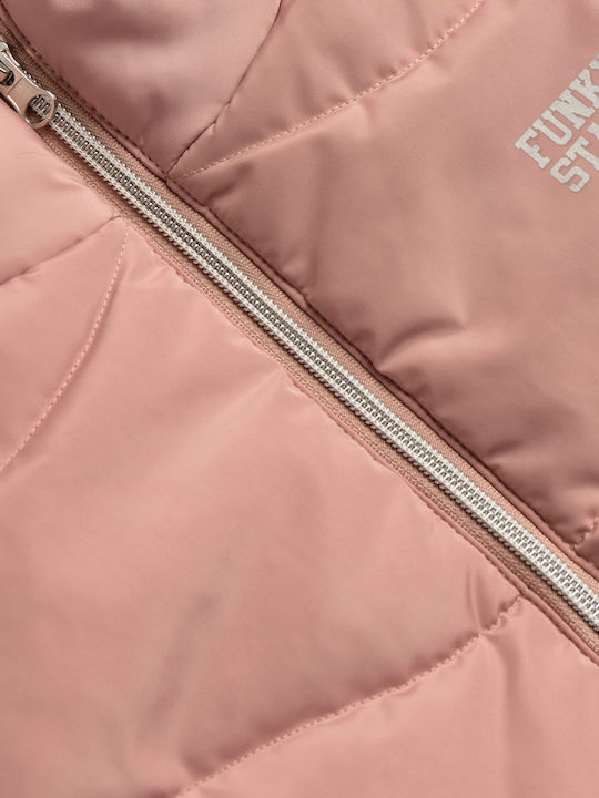Kids Casual Sleeveless Short Pink Jacket