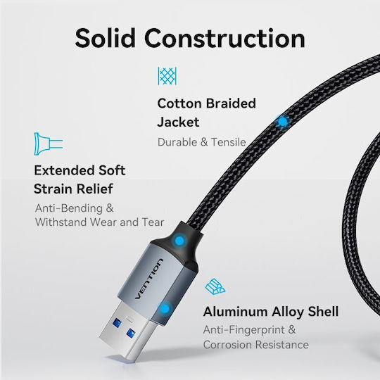 Vention Cable Usb-a 3.0 M-m Braided 1.5m Ctshg