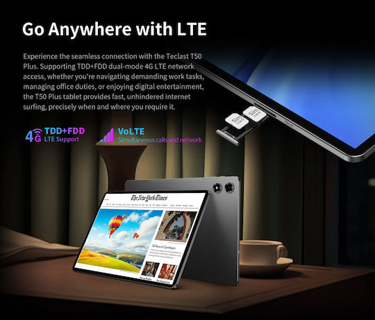 Teclast T50 Plus 2025 4G 11" Tablet (8GB/256GB/Keyboard/Stylus/Case) Grey