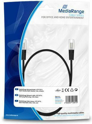 MediaRange U/UTP Cat.6 Gigabit Network Cable Ethernet 1m Black