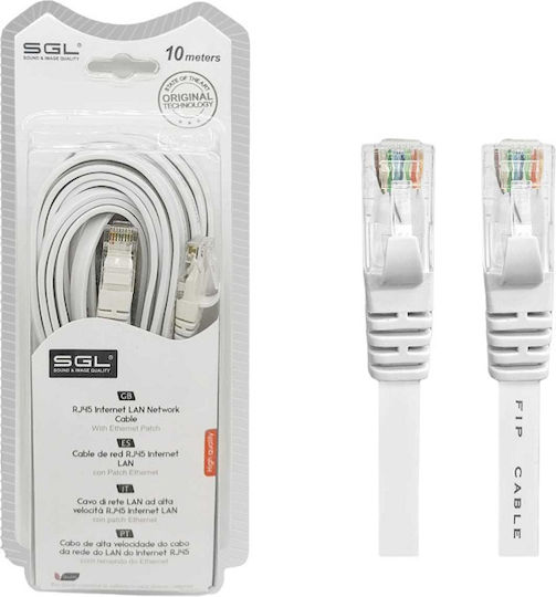 SGL U/UTP Cat.5 Ethernet Network Cable 10m White 1pcs