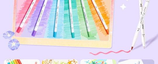Ohuhu Culori Vibrante Markere de Desen 0.4mm Brush & Fineliner Set 120 Culori