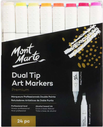 Mont Marte Markere De Desen Cu Alcool Subțiri Profesionale Set 12 Culori