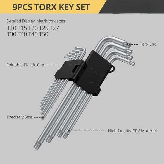 Set 9 Torx Wrenches L-Shaped