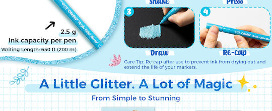 Ohuhu Markere de pictură Acrilic 3mm cu Glitter Set 24 Culori