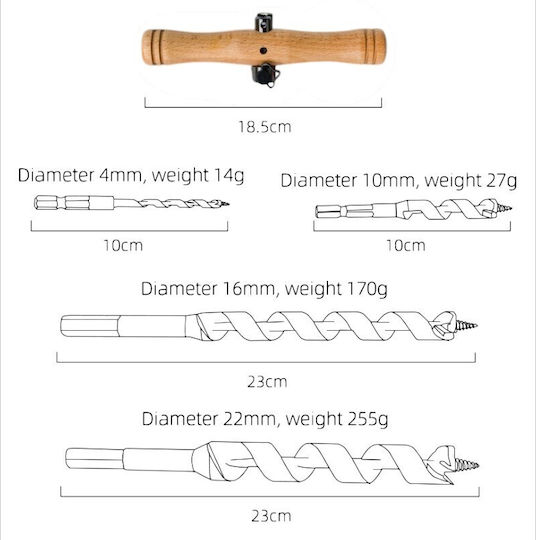 Grandwolf Drill For Wood 22mm 16mm 10mm 4mm