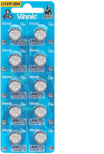 Vinnic Αλκαλικές Μπαταρίες Ρολογιών LR54 / SR54 / SR1130 1.5V 10τμχ
