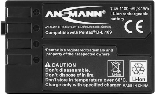 Ansmann Батерия за фотоапарат A-Pen D-Li 109 1400-0020 Литиево-йонни (Li-Ion) 1100mAh Съвместима с Pentax
