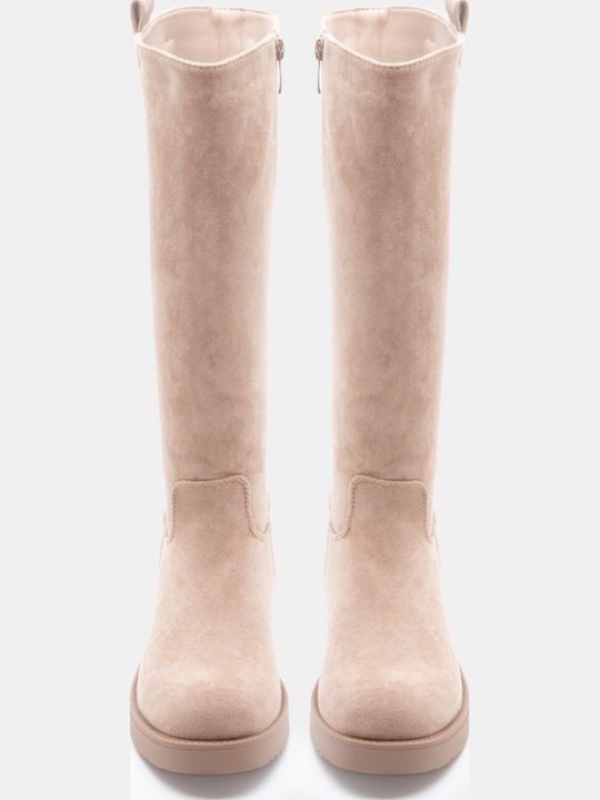 Suede Women's Boots Beige