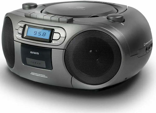 Aiwa Φορητό Ηχοσύστημα BBTC-550 με Bluetooth / CD / MP3 / USB / Κασετόφωνο / Ραδιόφωνο σε Ασημί Χρώμα